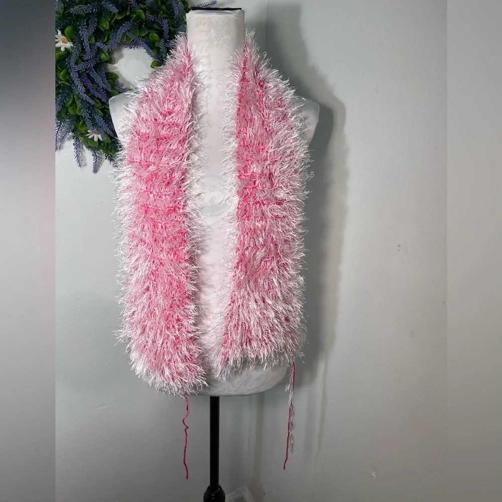 Pink and white eyelash Barbie core WhimsyGoth scarf 8WX39L Y2K Punk‎ Feminine